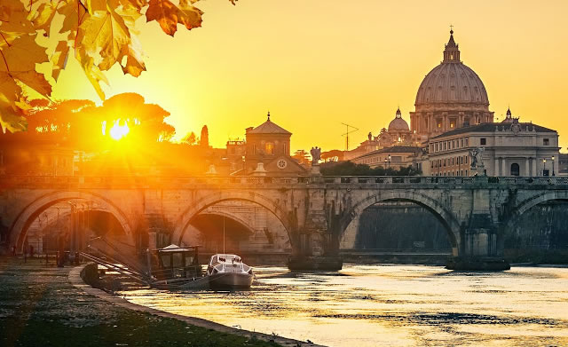 St Peters Cathedral sunset in Rome Italy