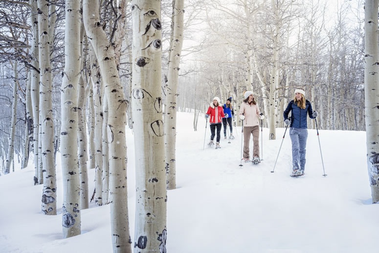 Snowshoeing through Park City, Utah