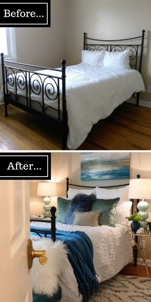 Guest Room Refresh Before & After : We did an easy, fast and inexpensive DIY that inspired this $300 guest room makeover. | www.onbetterliving.com 