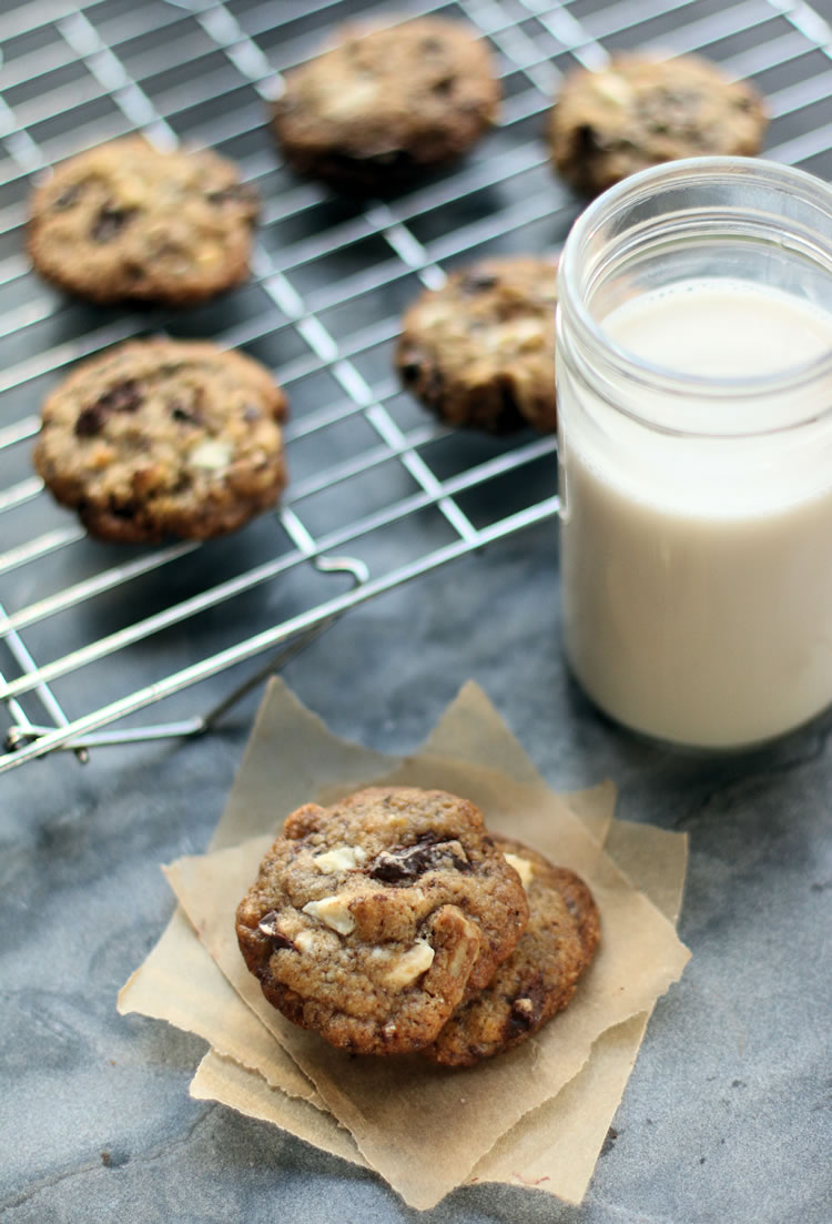 Best Ever White And Dark Chocolate Chip Cookie Recipe (Small Half Batch) www.onbetterliving.com