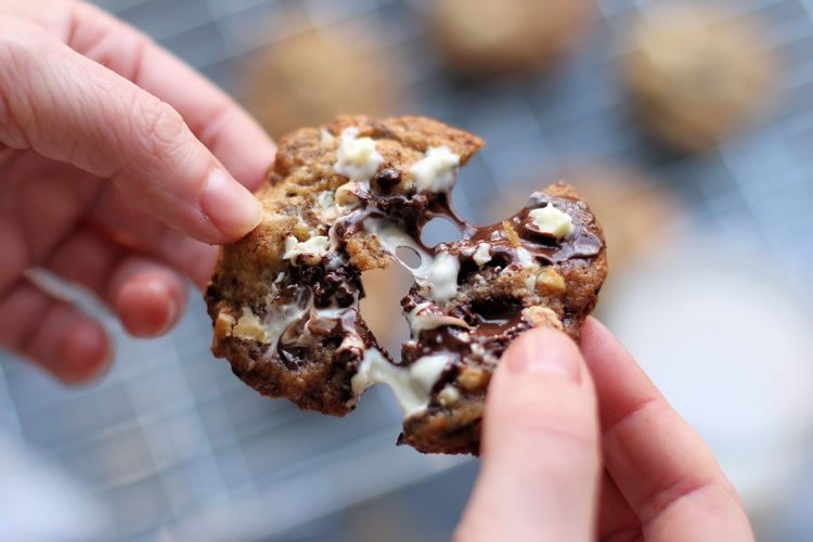 White And Dark Chocolate Chip Cookie Recipe (Small Half Batch) www.onbetterliving.com