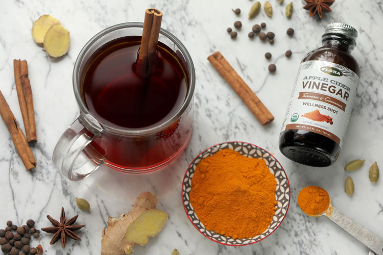 Chai Detox Tea Recipe with Flora Apple Cider Vinegar Turmeric Cinnamon