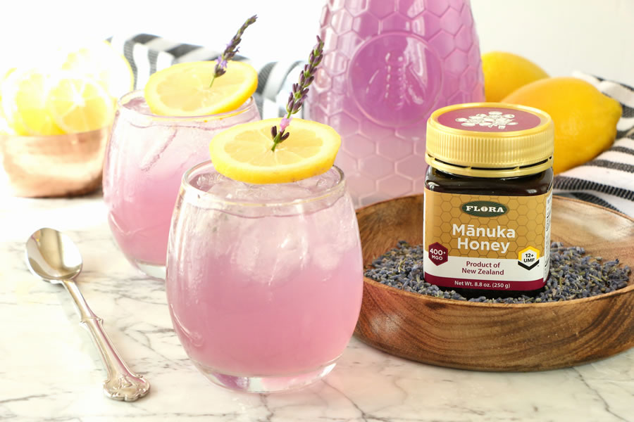 Healthy Recipe for Naturally Purple MANUKA HONEY Sweetened LAVENDER LEMONADE